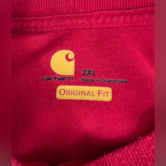 Carhartt Men’s Loose Fit Heavyweight Long Sleeve Pocket Work T-shirt 2XL Red - Picture 5 of 5